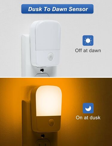Amber Night Lights Plug into Wall, 2 Pack LED Bedroom Night Light with Dusk to Dawn Sensor, Brightness Adjustable, Plug in Night-Lights Suitable for Nursery, Kids Room, Bathroom in Kuwait