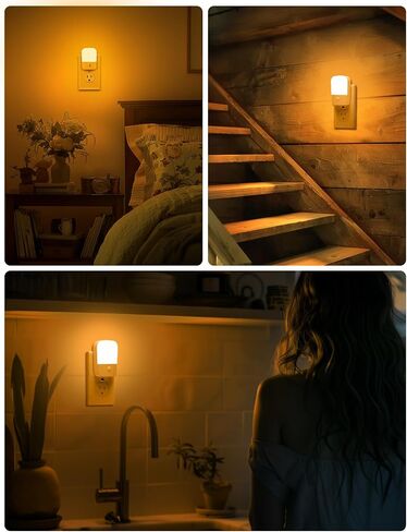 Amber Night Lights Plug into Wall, 2 Pack LED Bedroom Night Light with Dusk to Dawn Sensor, Brightness Adjustable, Plug in Night-Lights Suitable for Nursery, Kids Room, Bathroom in Kuwait