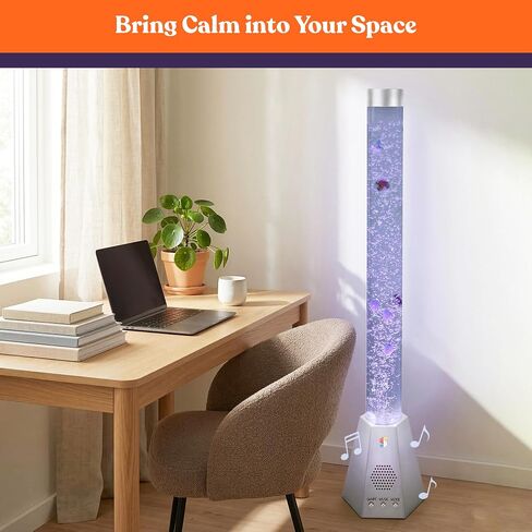 Special Supplies Aquarium Sensory Fish Bubble Light Tube with Music Bluetooth Speaker, 16-Color LED Nightlight, Remote Control, Floor-Standing Lamp for Kids and Adults, 4 Ft (Hexagonal) in Kuwait