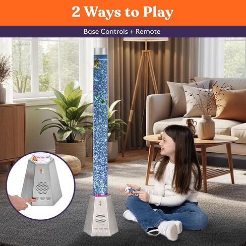 Special Supplies Aquarium Sensory Fish Bubble Light Tube with Music Bluetooth Speaker, 16-Color LED Nightlight, Remote Control, Floor-Standing Lamp for Kids and Adults, 4 Ft (Hexagonal) in Kuwait