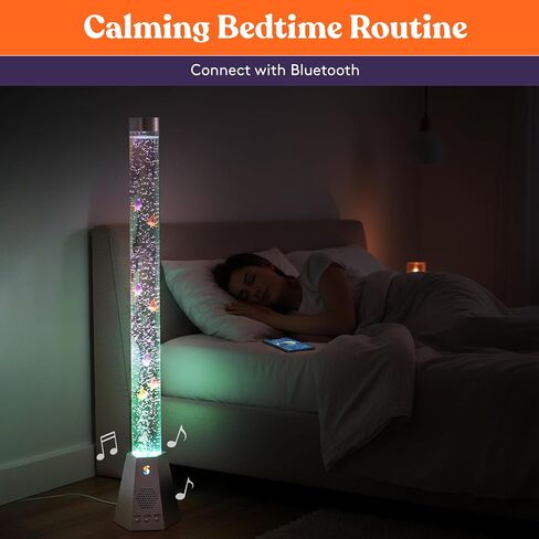 Special Supplies Aquarium Sensory Fish Bubble Light Tube with Music Bluetooth Speaker, 16-Color LED Nightlight, Remote Control, Floor-Standing Lamp for Kids and Adults, 4 Ft (Hexagonal) in Kuwait