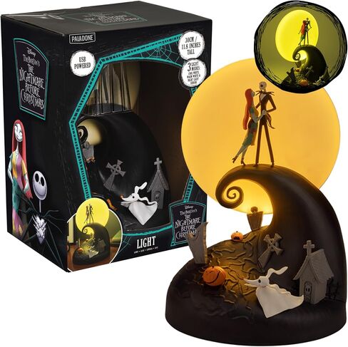 Paladone Nightmare Before Christmas Diorama Light – 30cm (11.8") LED Spiral Hill Lamp with Jack & Sally Figurines, USB Powered with Warm & Cool Light Modes, Home Décor for Fans in Kuwait