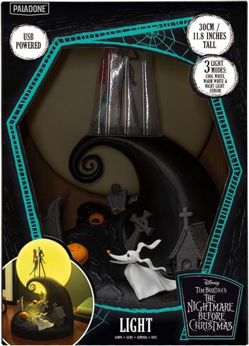Paladone Nightmare Before Christmas Diorama Light – 30cm (11.8") LED Spiral Hill Lamp with Jack & Sally Figurines, USB Powered with Warm & Cool Light Modes, Home Décor for Fans in Kuwait