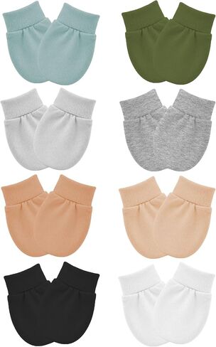 8 Pairs Newborn Baby Mittens No Scratch Infant Baby Cotton Gloves Newborn for 0-6 Months Baby Boys Girls in Kuwait