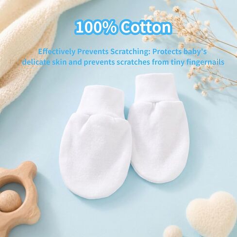 8 Pairs Newborn Baby Mittens No Scratch Infant Baby Cotton Gloves Newborn for 0-6 Months Baby Boys Girls in Kuwait