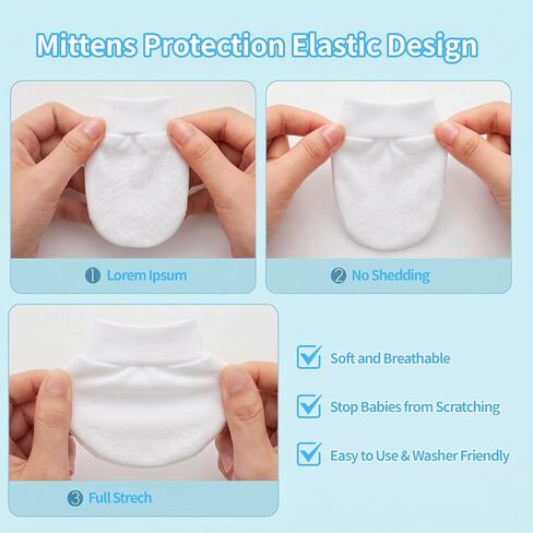 8 Pairs Newborn Baby Mittens No Scratch Infant Baby Cotton Gloves Newborn for 0-6 Months Baby Boys Girls in Kuwait