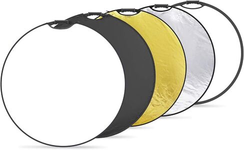 Neewer 5-in-1 Portable Round 43 in/110cm Light Reflector Collapsible Multi-Disc with Single Grip and Bag for Studio Photography Lighting and Outdoor Lighting - Gold/Silver/White/Black/Translucent in Kuwait