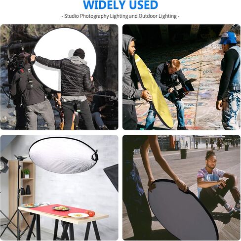 Neewer 5-in-1 Portable Round 43 in/110cm Light Reflector Collapsible Multi-Disc with Single Grip and Bag for Studio Photography Lighting and Outdoor Lighting - Gold/Silver/White/Black/Translucent in Kuwait