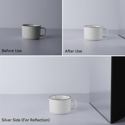 UTEBIT 3 in 1 Photography Reflector Cardboard, 17"x12" A3 Folding Light Diffuser Board for Still Life, Product and Food Photo Shooting Light Reflectors - Black, Silver and White in Kuwait