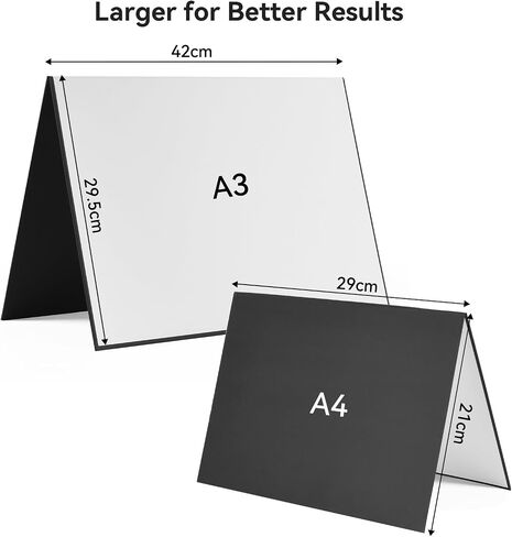 UTEBIT 3 in 1 Photography Reflector Cardboard, 17"x12" A3 Folding Light Diffuser Board for Still Life, Product and Food Photo Shooting Light Reflectors - Black, Silver and White in Kuwait