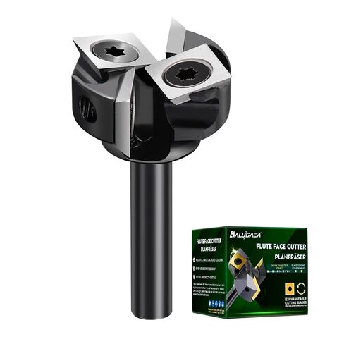 CNC Spoilboard Surfacing Router Bit 1/4'' Shank, 1'' Diameter | Slab Flattening Router Bit with 4 Pieces 10mm Carbide Inserts, Planing Bit for Woodworking Flycutter/ Slab Leveler/ Rabbeting in Kuwait