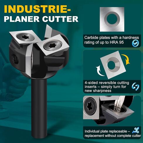 CNC Spoilboard Surfacing Router Bit 1/4'' Shank, 1'' Diameter | Slab Flattening Router Bit with 4 Pieces 10mm Carbide Inserts, Planing Bit for Woodworking Flycutter/ Slab Leveler/ Rabbeting in Kuwait