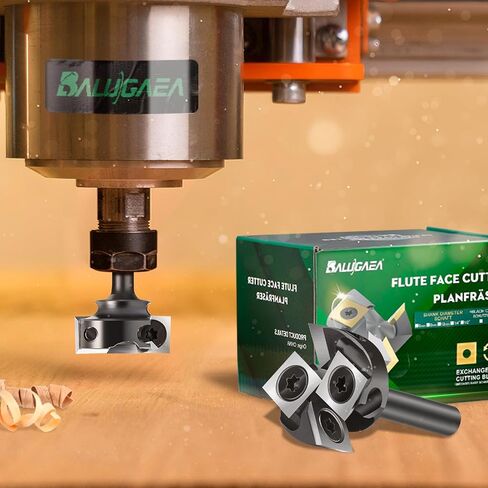 CNC Spoilboard Surfacing Router Bit 1/4'' Shank, 1'' Diameter | Slab Flattening Router Bit with 4 Pieces 10mm Carbide Inserts, Planing Bit for Woodworking Flycutter/ Slab Leveler/ Rabbeting in Kuwait