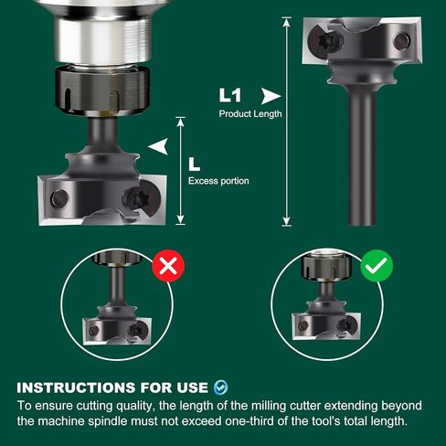 CNC Spoilboard Surfacing Router Bit 1/4'' Shank, 1'' Diameter | Slab Flattening Router Bit with 4 Pieces 10mm Carbide Inserts, Planing Bit for Woodworking Flycutter/ Slab Leveler/ Rabbeting in Kuwait