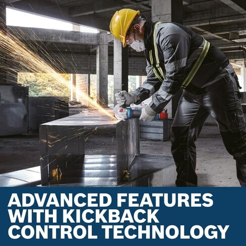 BOSCH GWS18V-8-2N 18V 4-1/2" Angle Grinder with Brushless Motor, KickBack Control, and Ergonomic Grip for All-Day Comfort in Light Grinding & Cutting (Inc: Guards, Handle, Flange, Nut) in Kuwait