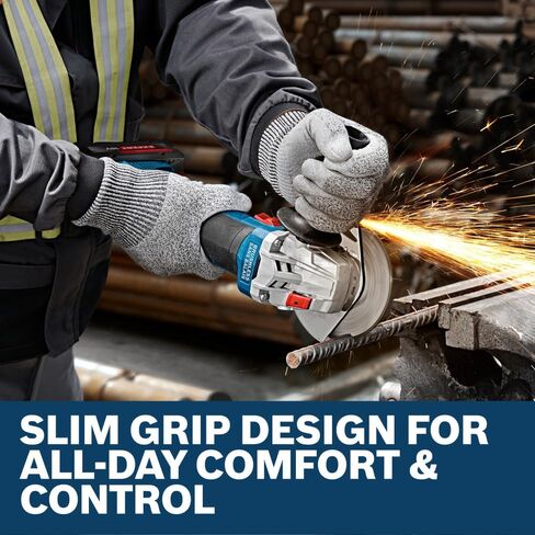 BOSCH GWS18V-8-2N 18V 4-1/2" Angle Grinder with Brushless Motor, KickBack Control, and Ergonomic Grip for All-Day Comfort in Light Grinding & Cutting (Inc: Guards, Handle, Flange, Nut) in Kuwait