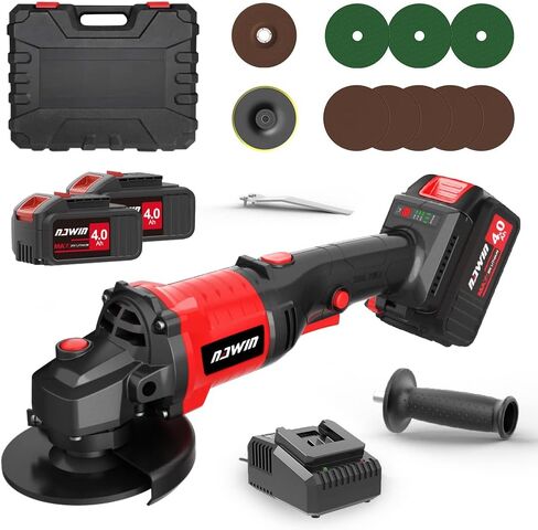 NAWIN 4 inch Cordless Angle Grinder Kit, Variable Speed Grinder, 2×4.0Ah Li-Ion Battery&Fast Charger,9000RPM Brushless Motor, battery angle grinder tool,angle grinder cordless in Kuwait