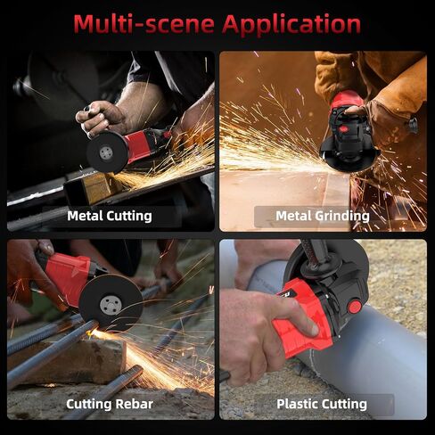 NAWIN 4 inch Cordless Angle Grinder Kit, Variable Speed Grinder, 2×4.0Ah Li-Ion Battery&Fast Charger,9000RPM Brushless Motor, battery angle grinder tool,angle grinder cordless in Saudi Arabia