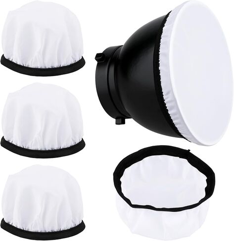 4 Pcs Light Diffuser Sock, 7"/18cm Diffuser Lamp Cover White Soft Lampshade Reflector Lamp Sock for Studio Strobe Reflectors Ring Light Flash Lights Standard Reflector in Kuwait