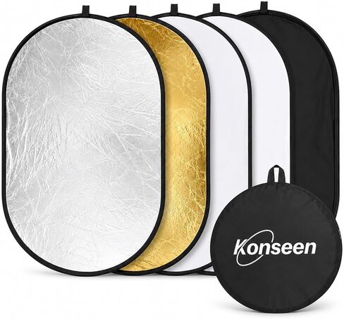 35"x47" Light Reflector for Photography 5-in-1 Photo Collapsible Photography Reflector Large Oval Portable Collapsible Lighting Reflectors Photography Panel for Studio Video in Kuwait