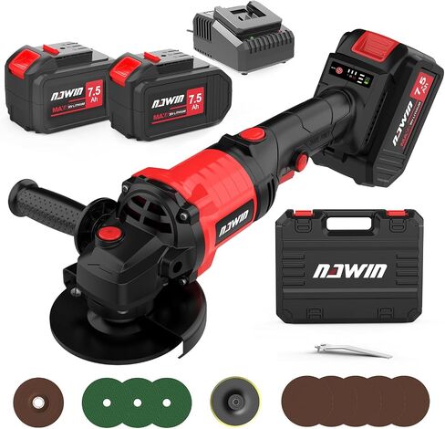 NAWIN 4 inch Cordless Angle Grinder Kit, Variable Speed Grinder, 2×4.0Ah Li-Ion Battery&Fast Charger,9000RPM Brushless Motor, battery angle grinder tool,angle grinder cordless in Saudi Arabia