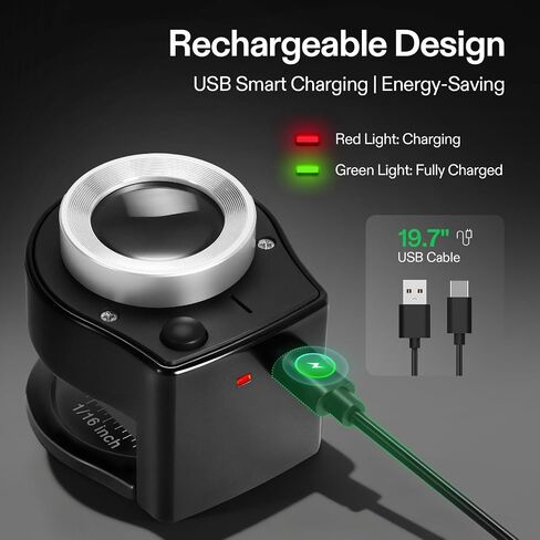 VIVOSUN 30X Rechargeable Loupe Magnifier with White LED Light and UV Light, Portable Magnifying Glass with Optical Glass Lens & Scale for Jewelry, Textile, Gems, Stamps, Coins and Plants | USB Rechargeable, Dual LED & UV Light, Pocket Size, Optical Glass  in Kuwait