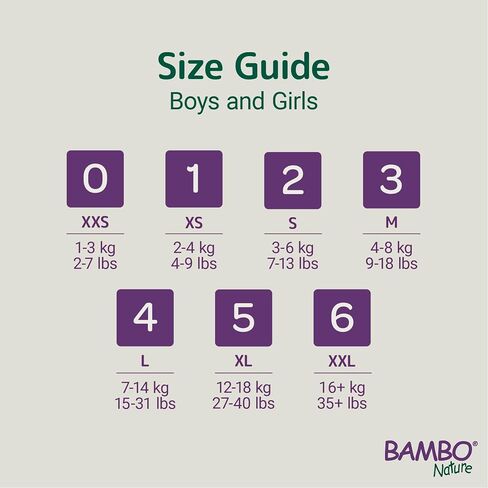 Bambo Nature Hypoallergenic Baby Diapers, Eco-Labeled Diapers, Enhanced Leakage Protection, Totally Chlorine-Free, Skin Friendly, and Super Absorbent - Size 2 (180 Count) in Kuwait