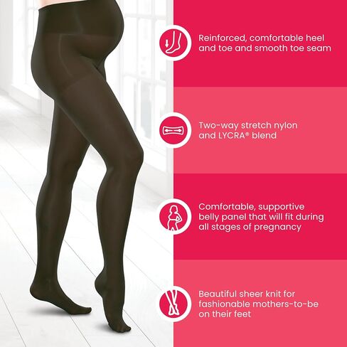 Preggers by Therafirm Maternity Support Sheer Pantyhose - 15-20mmHg Mild Compression Nylons in Kuwait
