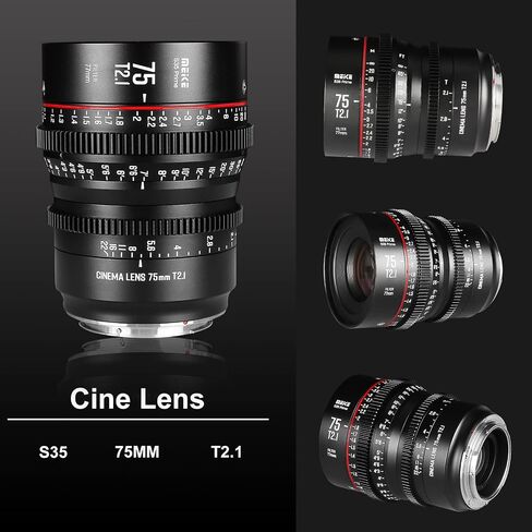 Meike 75mm T2.1 S35 Manual Focus Wide Angle Prime Cinema Lens for Canon EF Mount and Cine Camcorder EOS C100 Mark II in Kuwait