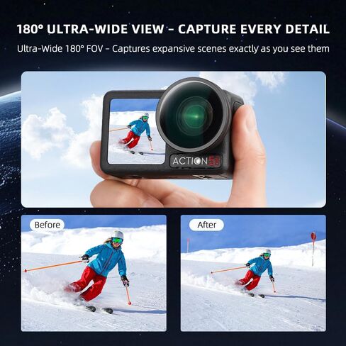 Wide Angle Lens for DJI Osmo Action 5 Pro - 180° Ultra-Wide View, Dual-Layer Coated, Scratch-Resistant, Lightweight & Compact with Threaded Mount in Kuwait