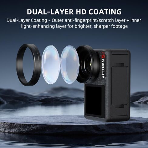 Wide Angle Lens for DJI Osmo Action 5 Pro - 180° Ultra-Wide View, Dual-Layer Coated, Scratch-Resistant, Lightweight & Compact with Threaded Mount in Kuwait