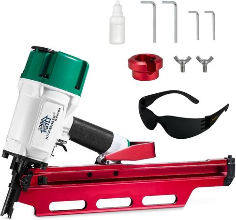 Mexican Style NR2183 21Degree Aluminum Magazine Framing Nailer | Pneumatic Framing nail gun, 2-Inch up to 3-1/4-Inch Plastic Collated Full Head Framing Nails, Framing, Wooden House Building in Kuwait