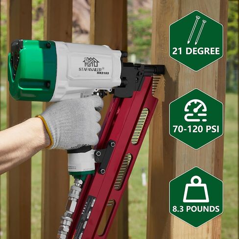 Mexican Style NR2183 21Degree Aluminum Magazine Framing Nailer | Pneumatic Framing nail gun, 2-Inch up to 3-1/4-Inch Plastic Collated Full Head Framing Nails, Framing, Wooden House Building in Kuwait