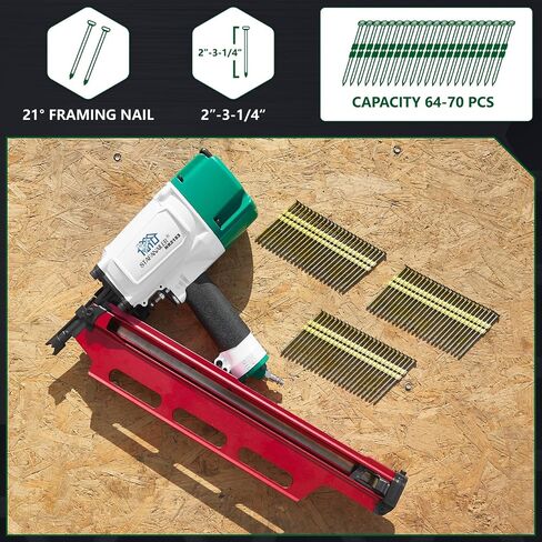 Mexican Style NR2183 21Degree Aluminum Magazine Framing Nailer | Pneumatic Framing nail gun, 2-Inch up to 3-1/4-Inch Plastic Collated Full Head Framing Nails, Framing, Wooden House Building in Kuwait