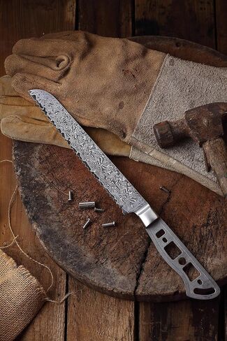 KATSURA Woodworking Project Kit – Bread Knife Blank – 8 Inch – Japanese Premium AUS 10, 67 Layers Damascus Steel – NO LOGO in Kuwait