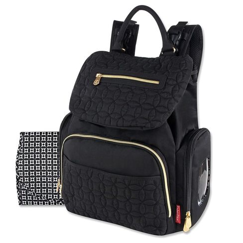 Modern Quilted Diaper Bag Backpack and Multipurpose Travel Drawstring Baby Bag – 3 Piece Set (Black) in Kuwait
