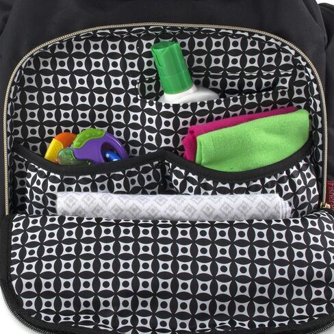 Modern Quilted Diaper Bag Backpack and Multipurpose Travel Drawstring Baby Bag – 3 Piece Set (Black) in Kuwait
