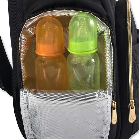 Modern Quilted Diaper Bag Backpack and Multipurpose Travel Drawstring Baby Bag – 3 Piece Set (Black) in Kuwait