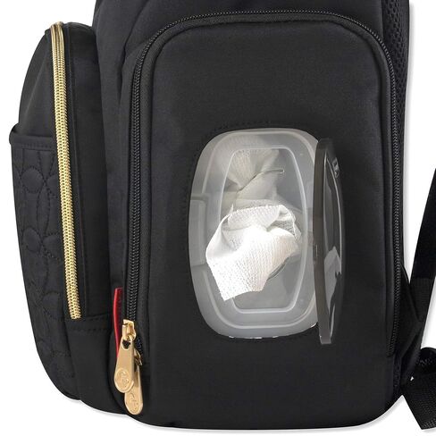 Modern Quilted Diaper Bag Backpack and Multipurpose Travel Drawstring Baby Bag – 3 Piece Set (Black) in Kuwait