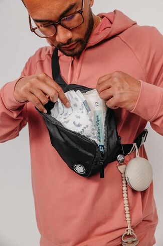 Hands-Free Diaper Bag for Dads - Compact Waist Pack & Crossbody Sling for Parenting, Travel, Day Trips | Water-Resistant Fanny Pack for New Dads in Kuwait