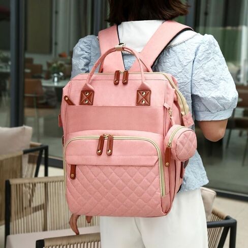 Diaper Bag backpack organizing pouches,baby bag,Multi function Waterproof Diaper Bag,Travel Essentials Baby Bag,Large Capacity, Waterproof,Pink in Kuwait