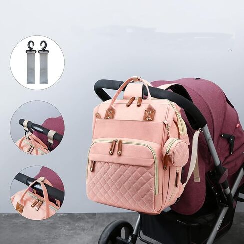Diaper Bag backpack organizing pouches,baby bag,Multi function Waterproof Diaper Bag,Travel Essentials Baby Bag,Large Capacity, Waterproof,Pink in Kuwait