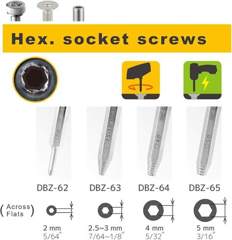 ENGINEER DBZ-62 Engineer Screw Tap Screw Removal Bit [Compatible with Hex Socket Screws (0.08 inch (2 mm) Opposite Side] Cap Bolt Enameled Set in Kuwait