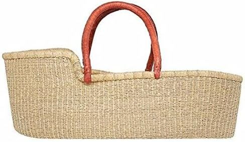 Large Organic Baby Moses Bassinet Handmade Toddler Bed with Brown Handles - Dye Free in Kuwait