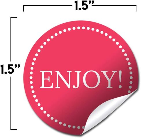 Enjoy! Fushia & Polka Dot Themed Thank You Customer Appreciation Sticker Labels for Small Businesses, 60 1.5" Circle Stickers by AmandaCreation, Great for Envelopes, Postcards, Direct Mail, & More! in Kuwait