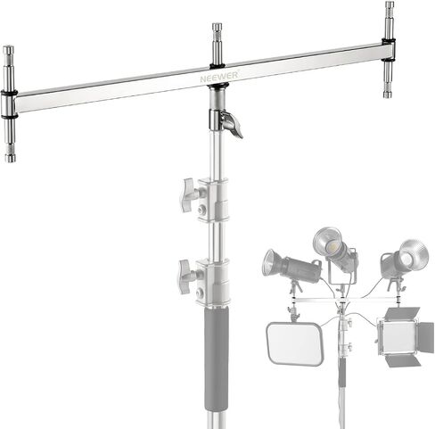 NEEWER Baby Triple Header Boom Arm with Five 5/8" Pins for LED Light/Strobe Flash, One 1-1/8" Pin for C Stand/Light Stand with 16mm Baby Stud or 28mm Junior Receiver, Stainless Steel, UA005 in Kuwait