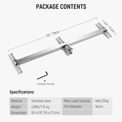 NEEWER Baby Triple Header Boom Arm with Five 5/8" Pins for LED Light/Strobe Flash, One 1-1/8" Pin for C Stand/Light Stand with 16mm Baby Stud or 28mm Junior Receiver, Stainless Steel, UA005 in Kuwait