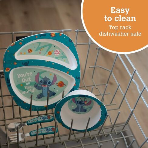 The First Years Disney Stitch Toddler Dinnerware Set - Officially Licensed 4-Piece Feeding Set with Bowl, Plate, Fork, and Spoon - Dishwasher Safe Toddler Feeding Supplies - Ages 9 Months and Up in Kuwait