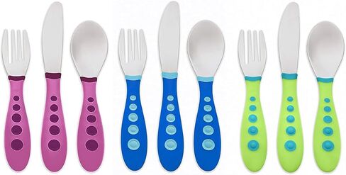 First Essentials by NUK Kiddy Cutlery 9 Piece Spoon Set-Green, Purple & Blue in Kuwait