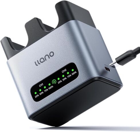 llano NP-FZ100 Battery Fast Charger 2-Slot 20W A6700 Battery Charger | for Sony Camera A7III, A7IV, A6700, FX3, FX30, A9, A7CII, A7RV, A7RIII, A6600, ZV-E1,ZV-E10II,RX10 V,FX2 ,LED, CNC Aluminum in Kuwait